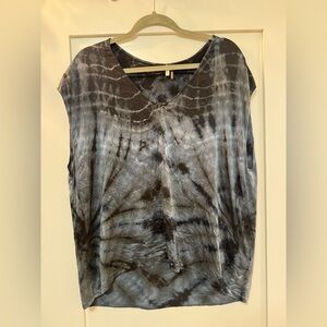 7 For All Mankind Black/Navy/Grey Tie-Dye Blouse